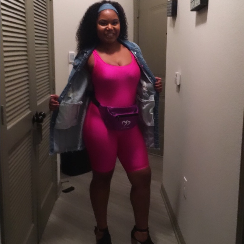 Hot pink one piece body suite!